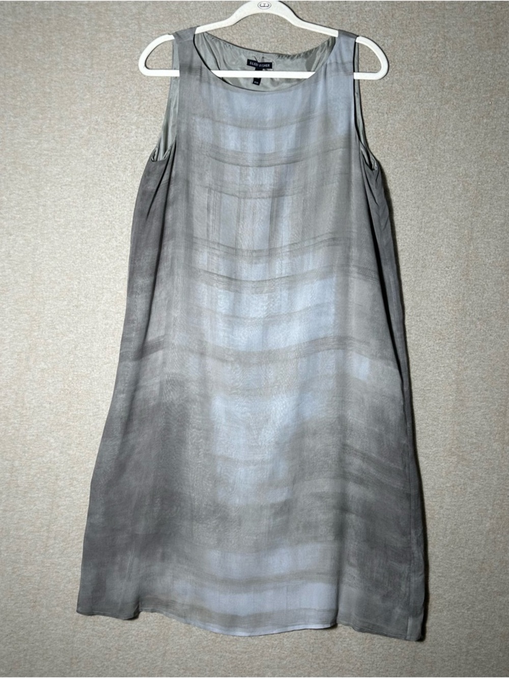 Eileen Fisher Neutral Ombre Sleeveless Midi Shift Dress - Picture 8 of 8